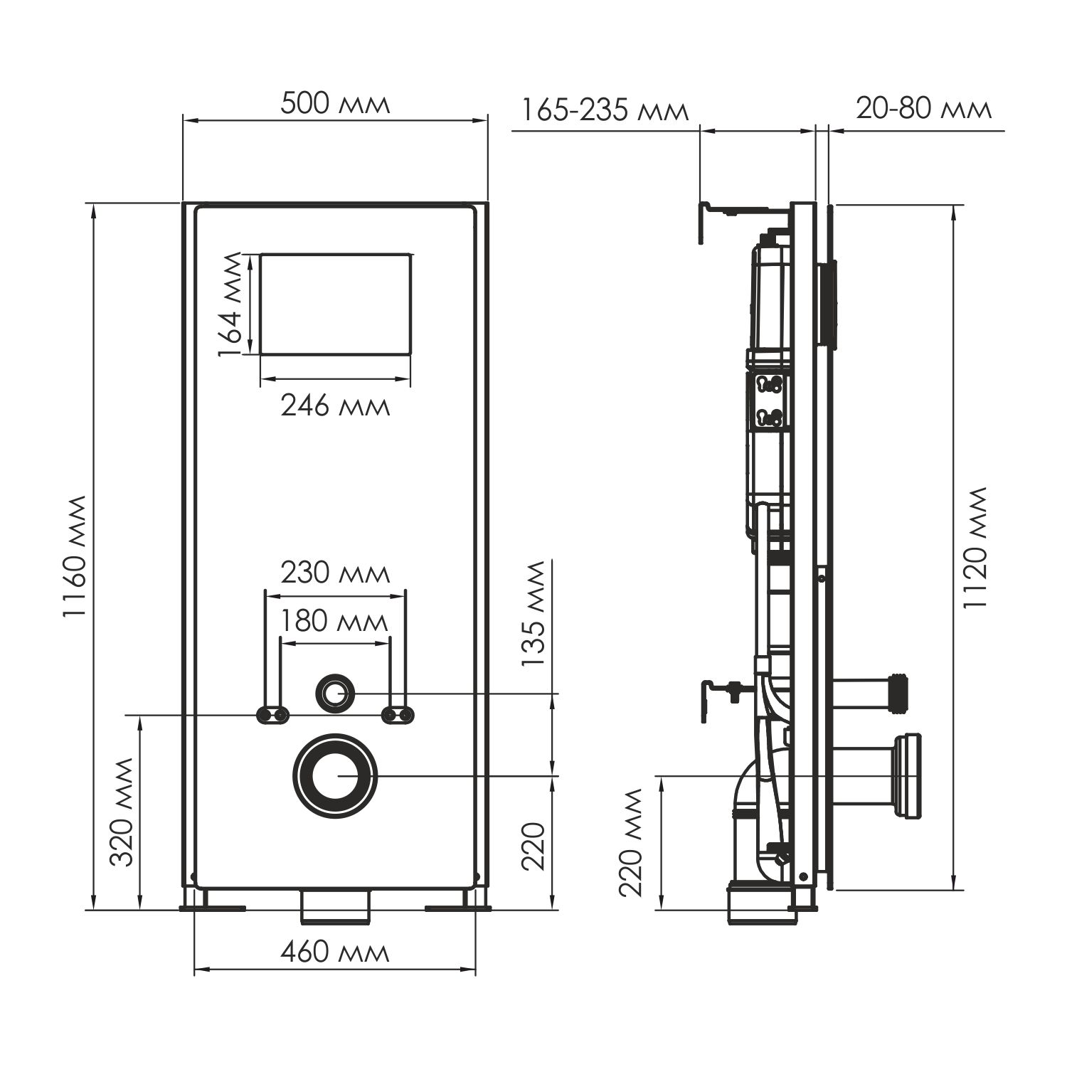 Абенс (Abens) 20TLT.010.ME.WH.RG02 Система инсталляции для унитазов