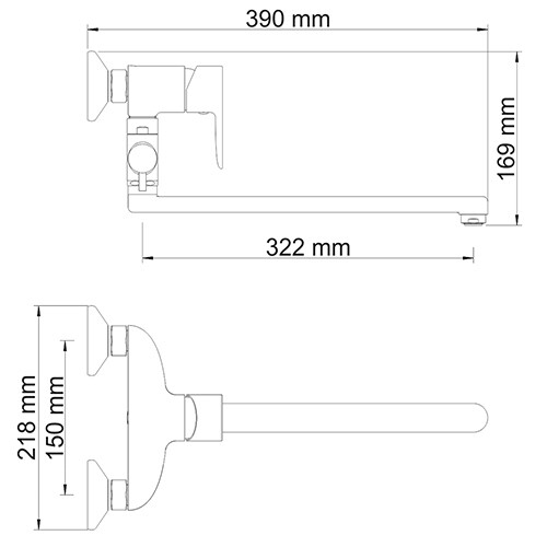 Лайне (Leine) 3502L Смеситель для ванны с длинным изливом