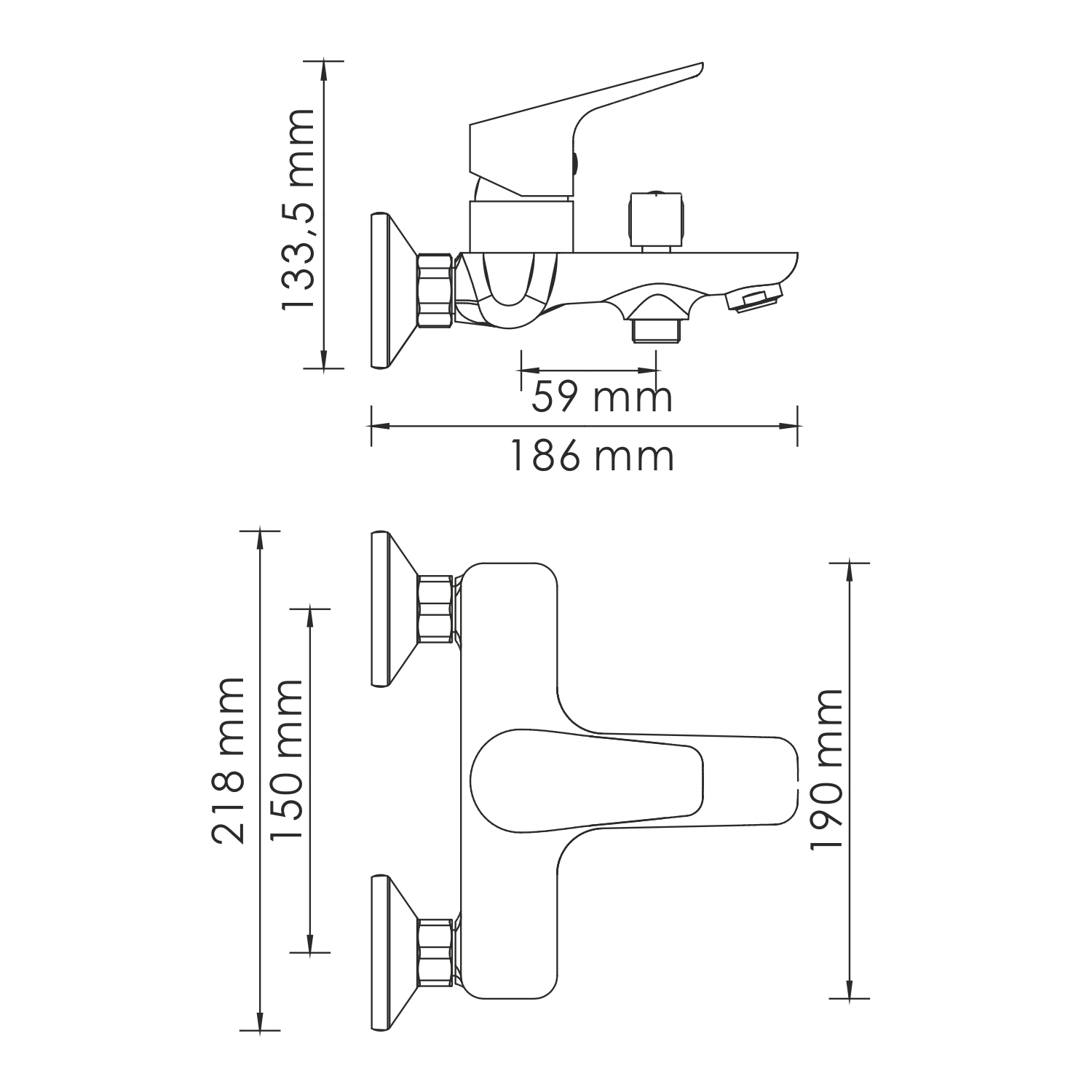Липпе (Lippe) 4501 Смеситель для ванны с коротким изливом