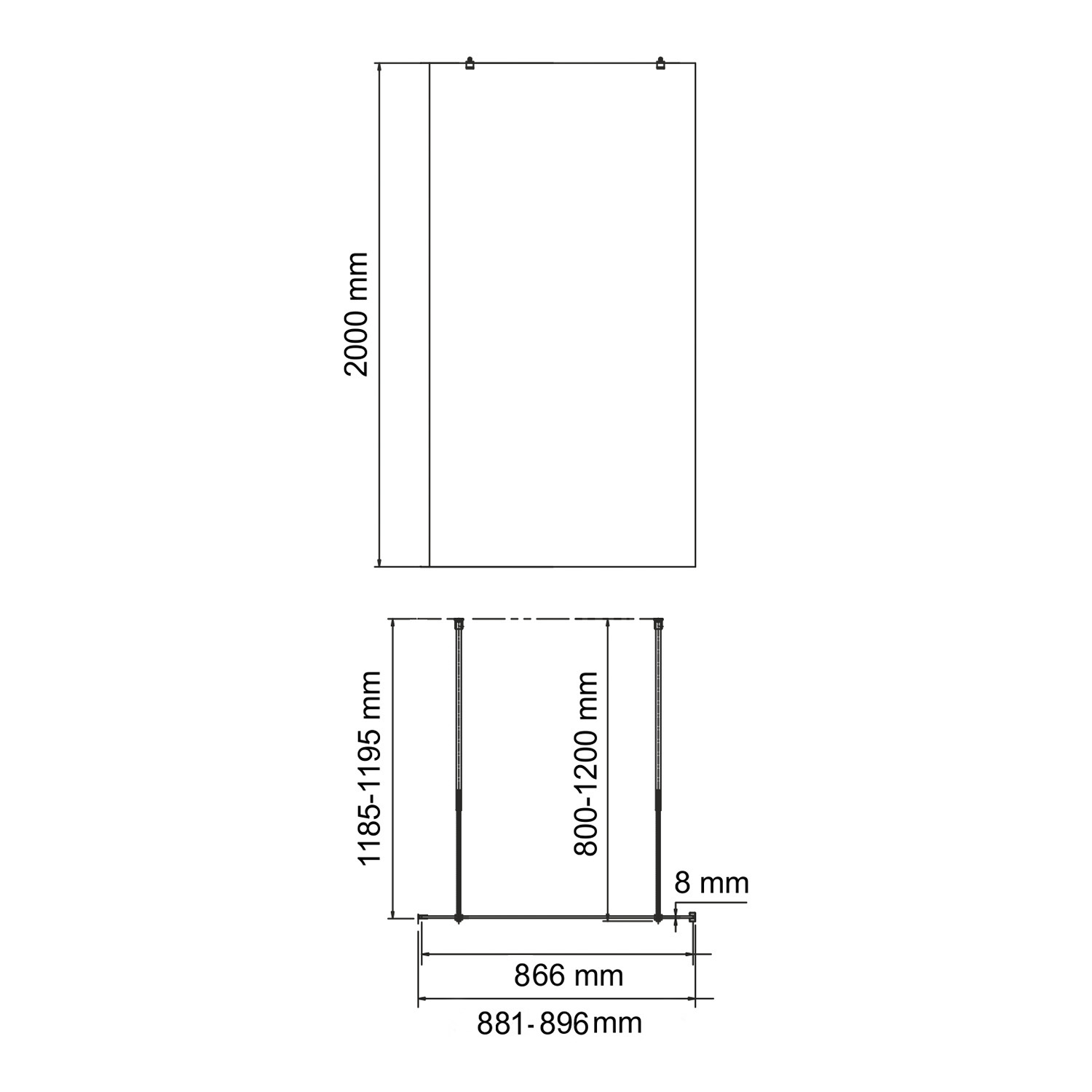 Фехте (Vechte) 60W39BN-FL Душевая перегородка