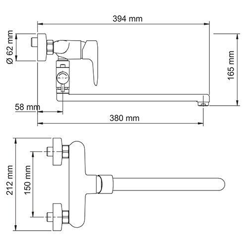 Фильс (Vils) 5602L Смеситель для ванны с длинным изливом
