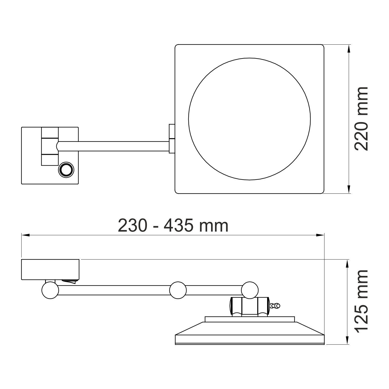 K-1008 Зеркало с LED-подсветкой, 3-х кратным увеличением
