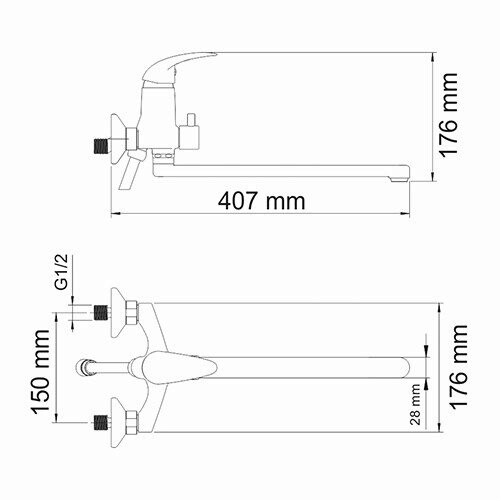 Изен (Isen) 2602L Смеситель для ванны с длинным изливом