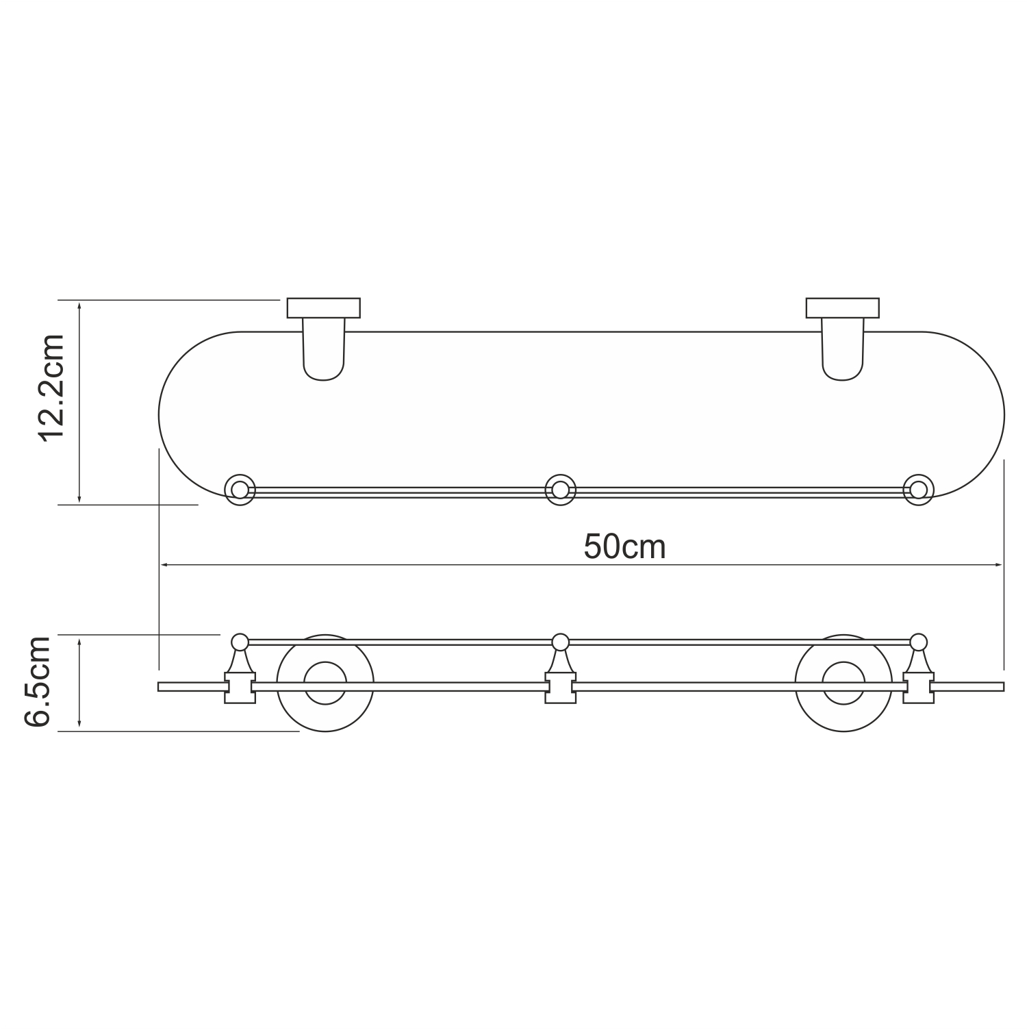 Изен (Isen) K-4044 (ранее K-4024) Полка стеклянная с бортиком