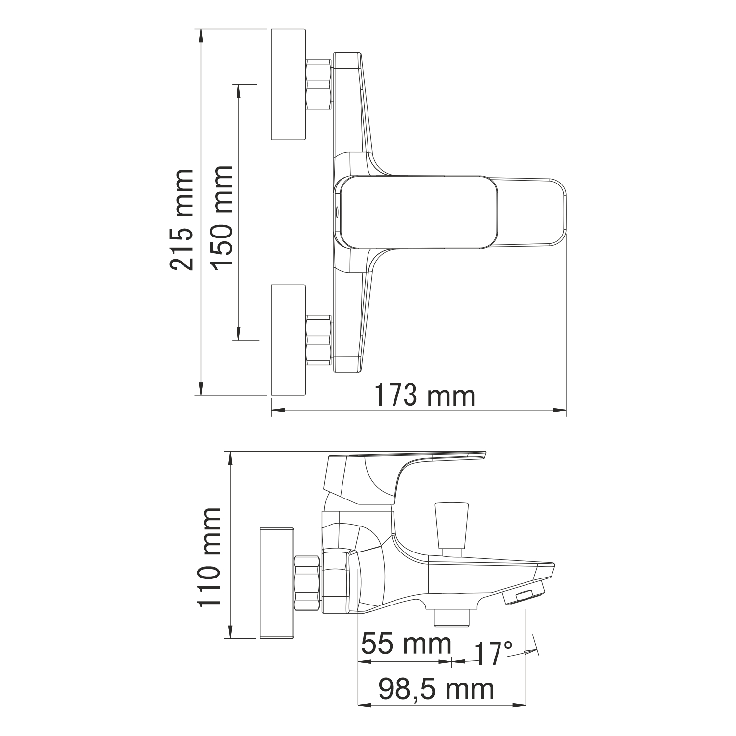 Зальм (Salm) 2701 Смеситель для ванны с коротким изливом