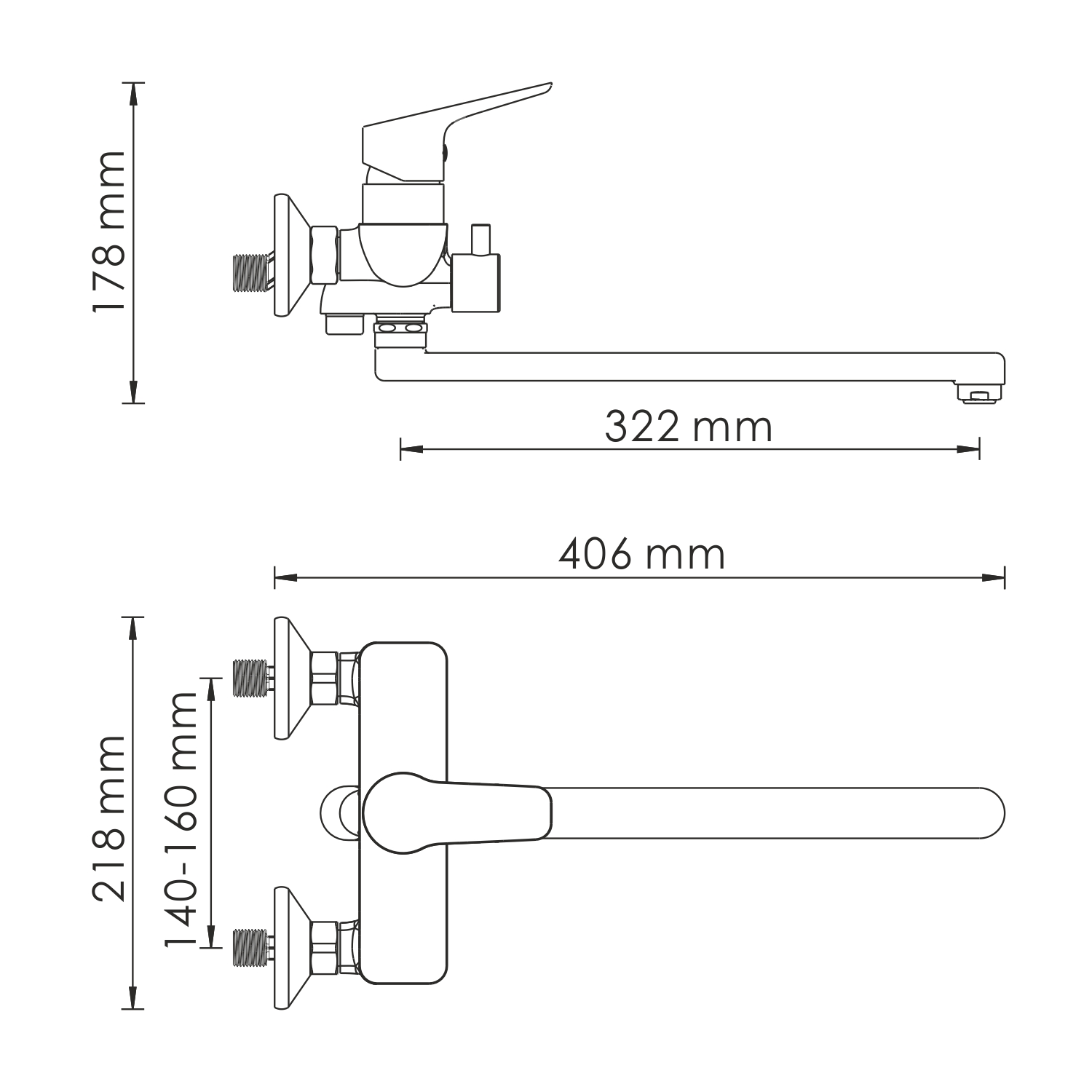 Липпе (Lippe) 4502L Смеситель для ванны с длинным изливом